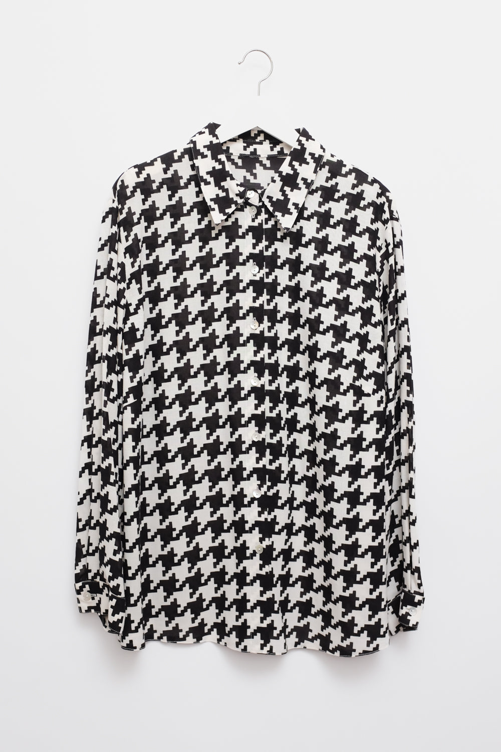 PURE WOOL VISCOSE HOUNDSTOOTH OVERSHIRT