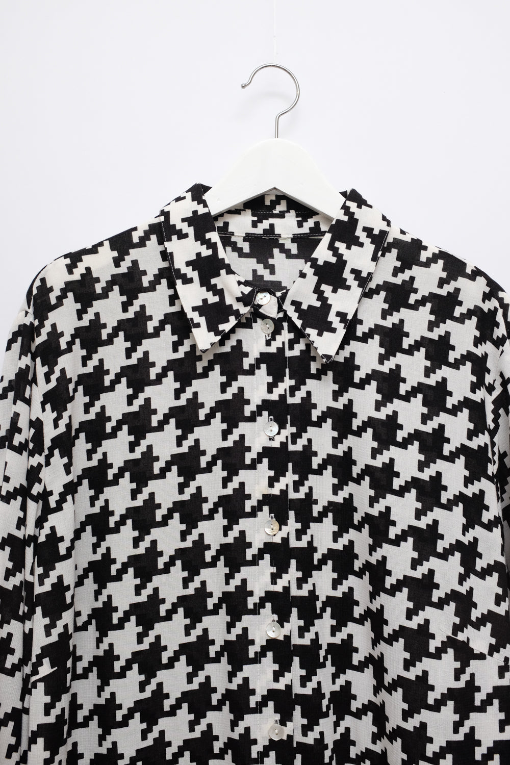 PURE WOOL VISCOSE HOUNDSTOOTH OVERSHIRT
