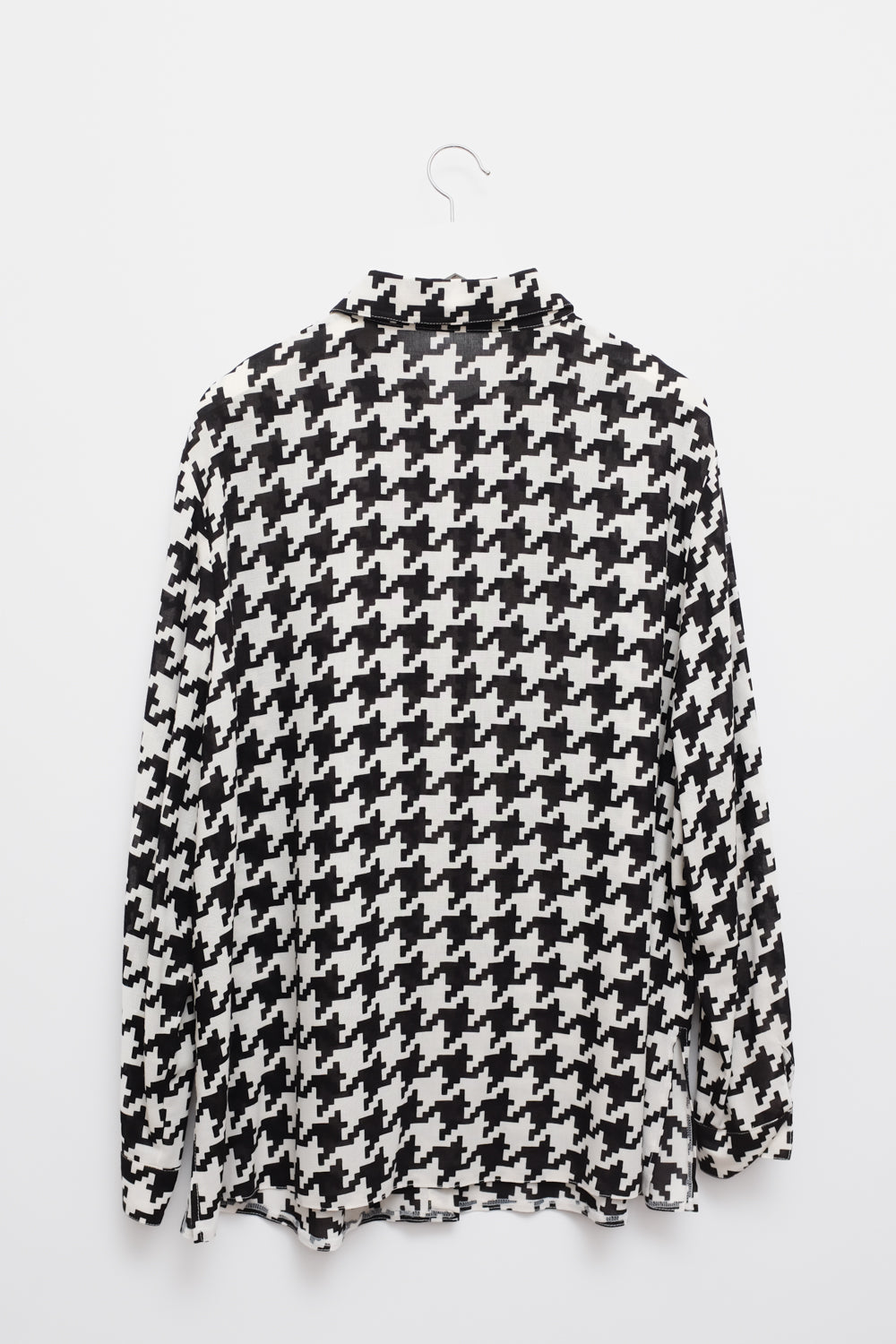 PURE WOOL VISCOSE HOUNDSTOOTH OVERSHIRT