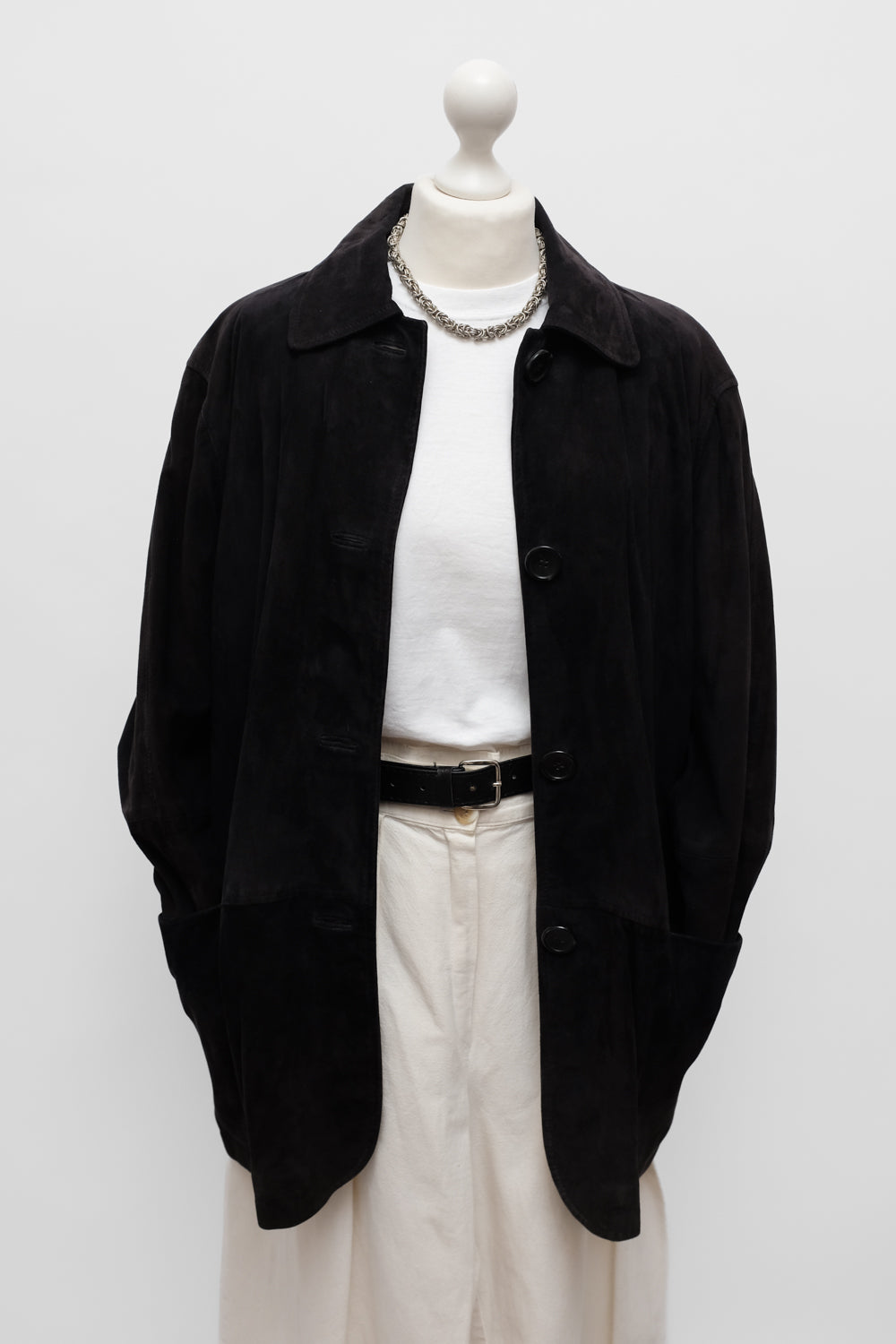 VINTAGE SUEDE LEATHER NIGHTBLUE SHIRT JACKET