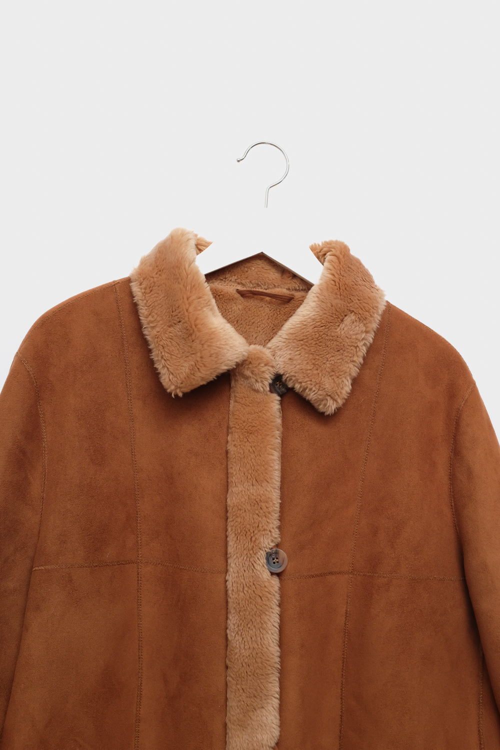 VINTAGE VEGAN SUEDE SHEARLING TEDDY COAT