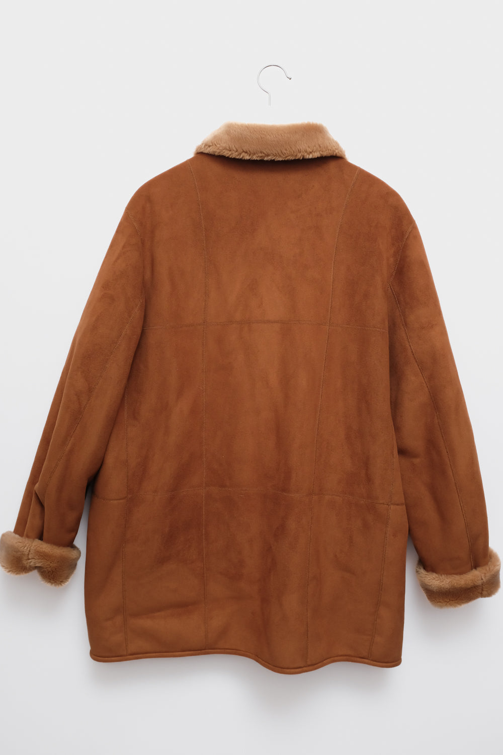 VINTAGE VEGAN SUEDE SHEARLING TEDDY COAT