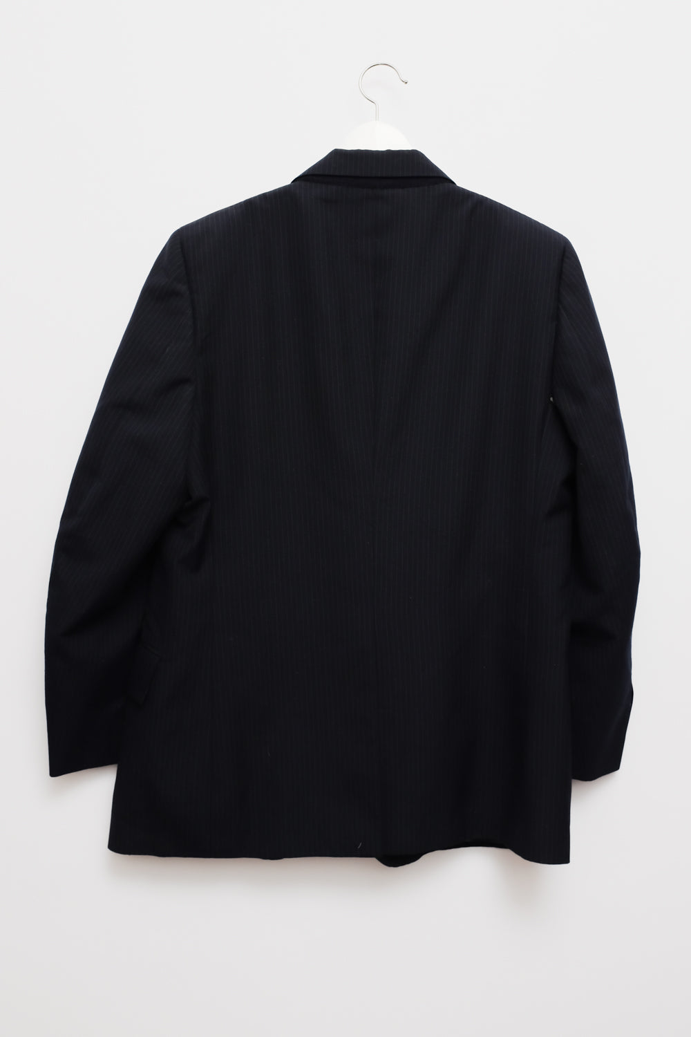 PURE WOOL NAVY PINSTRIPE OVERSIZED BLAZER