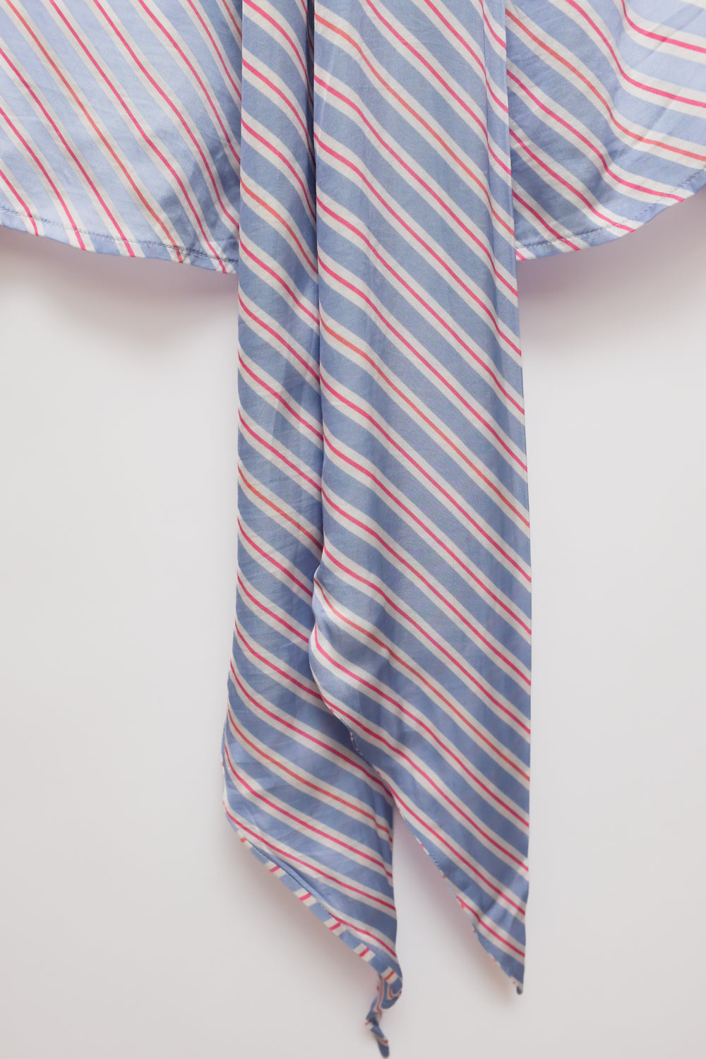 PURE SATIN VISCOSE STRIPED TIE BLOUSE