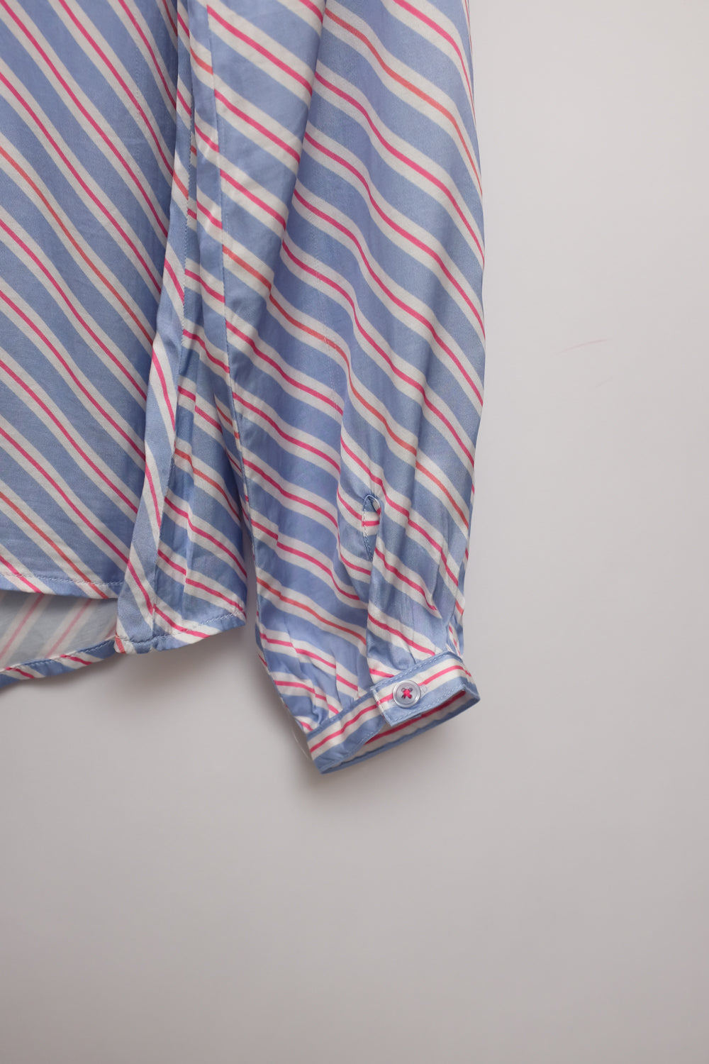 PURE SATIN VISCOSE STRIPED TIE BLOUSE