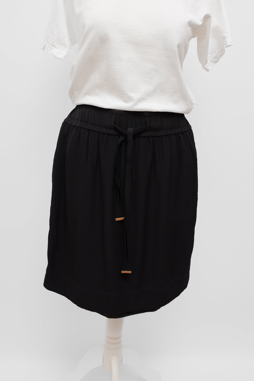 PURE SILK VISCOSE BLACK GREY RELAX SKIRT