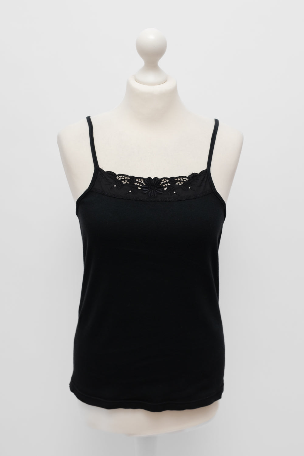 PURE COTTON BLACK LACE SLIP TOP