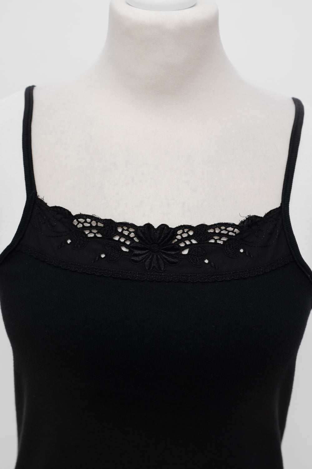 PURE COTTON BLACK LACE SLIP TOP