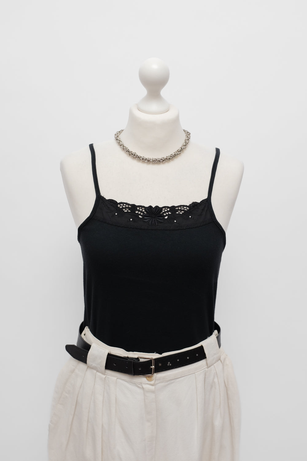 PURE COTTON BLACK LACE SLIP TOP