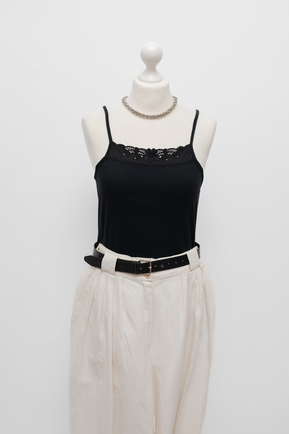 PURE COTTON BLACK LACE SLIP TOP