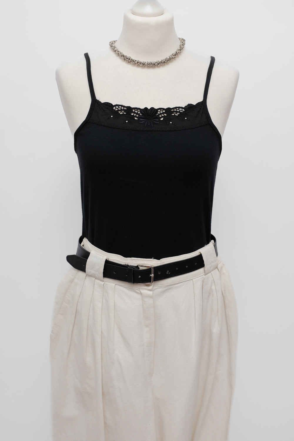 PURE COTTON BLACK LACE SLIP TOP