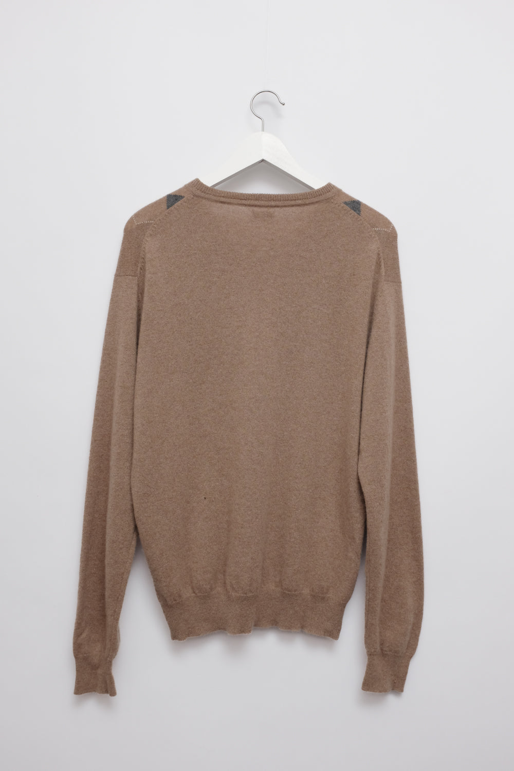 PURE CASHMERE ARGYLE NATURAL COLORS KNIT