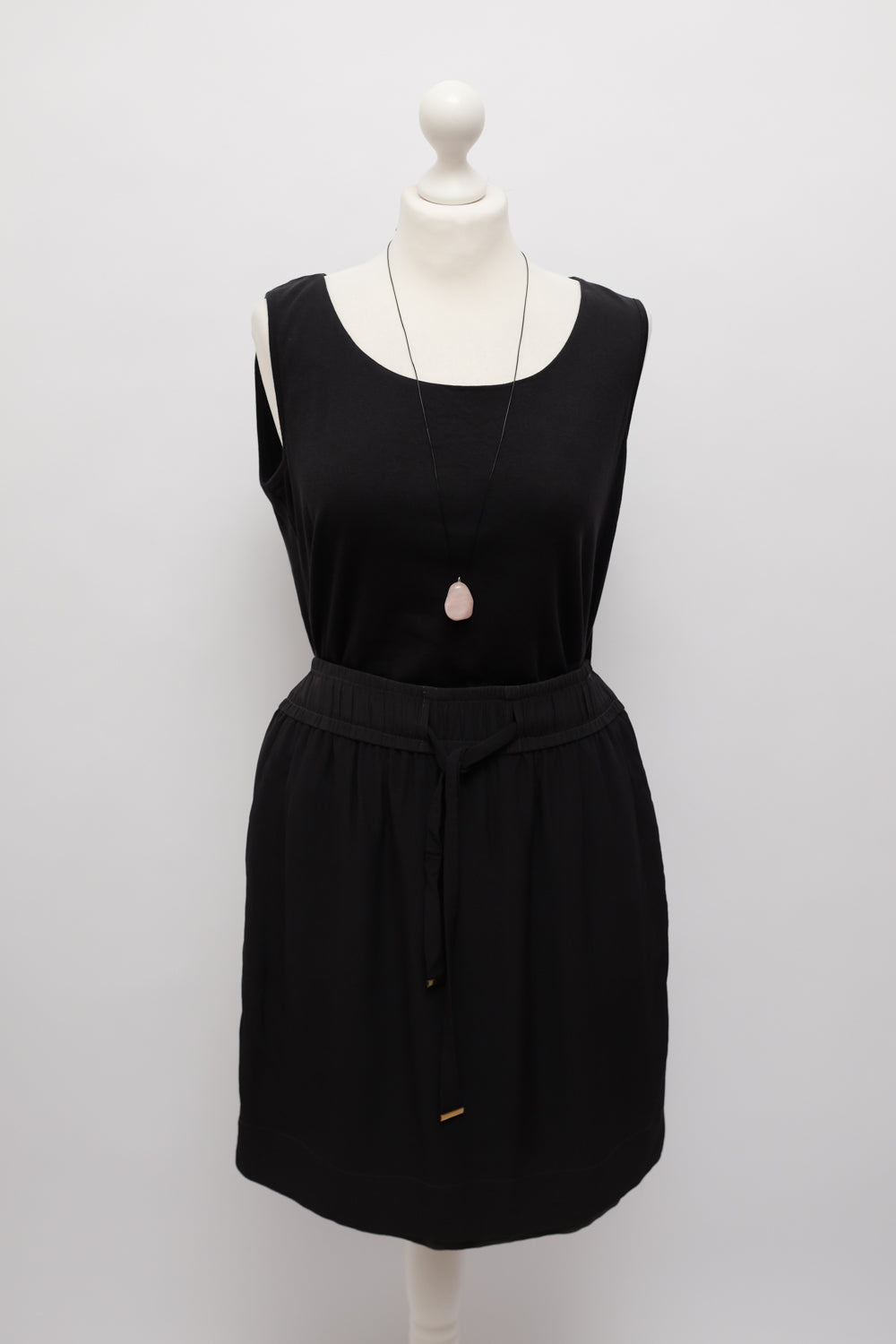 PURE SILK VISCOSE BLACK GREY RELAX SKIRT