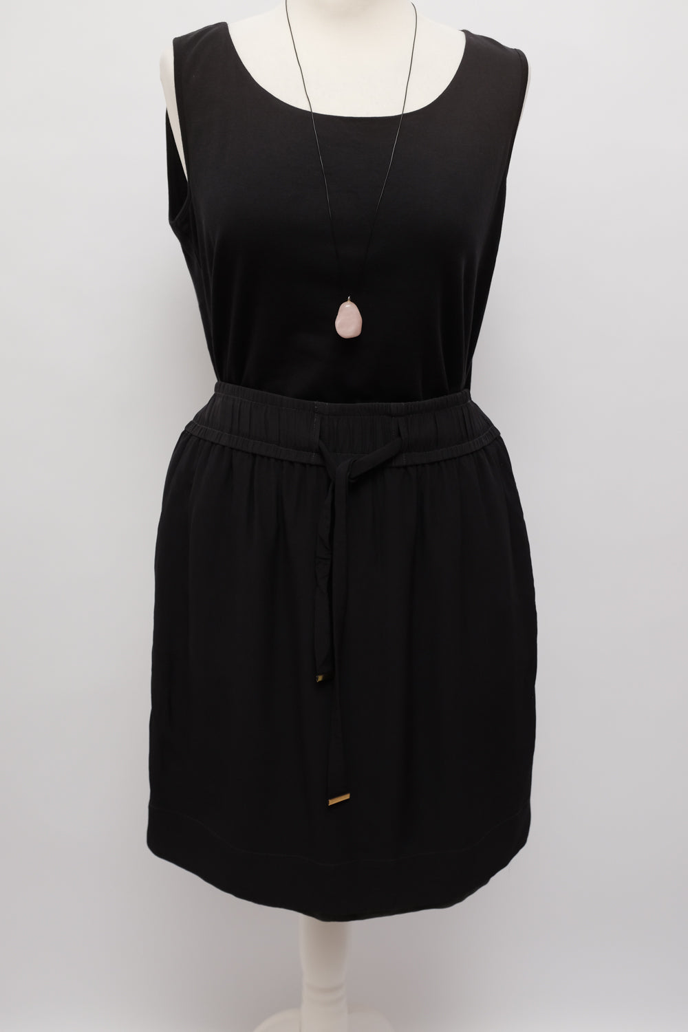 PURE SILK VISCOSE BLACK GREY RELAX SKIRT