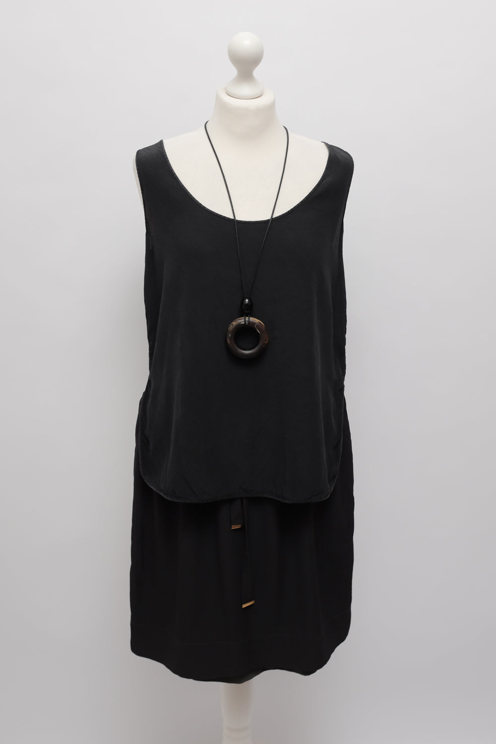 PURE SILK VISCOSE BLACK GREY RELAX SKIRT