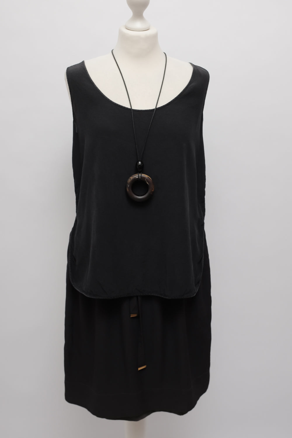 PURE SILK VISCOSE BLACK GREY RELAX SKIRT