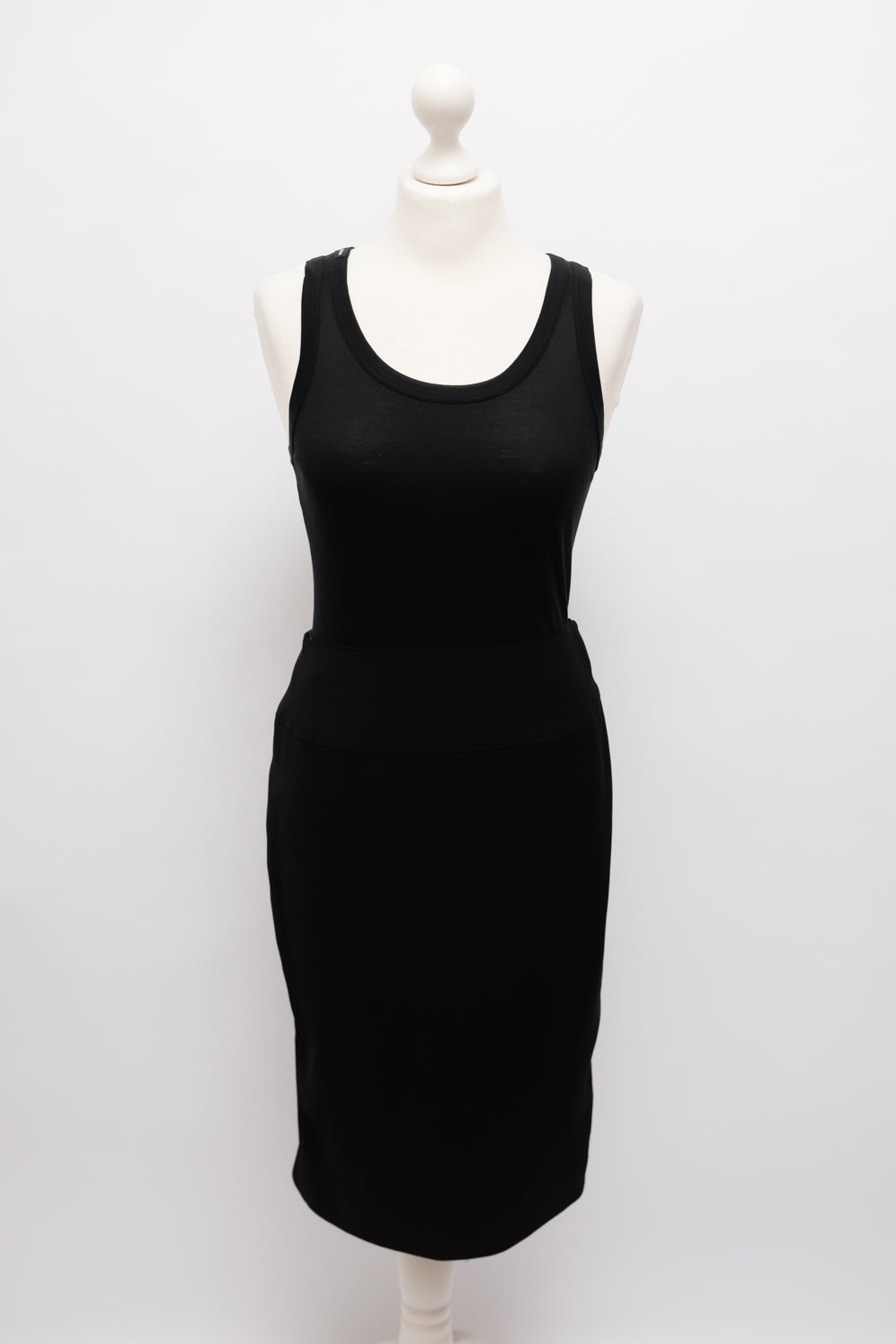 MUGLER VINTAGE BLACK MIDI PENCIL SKIRT