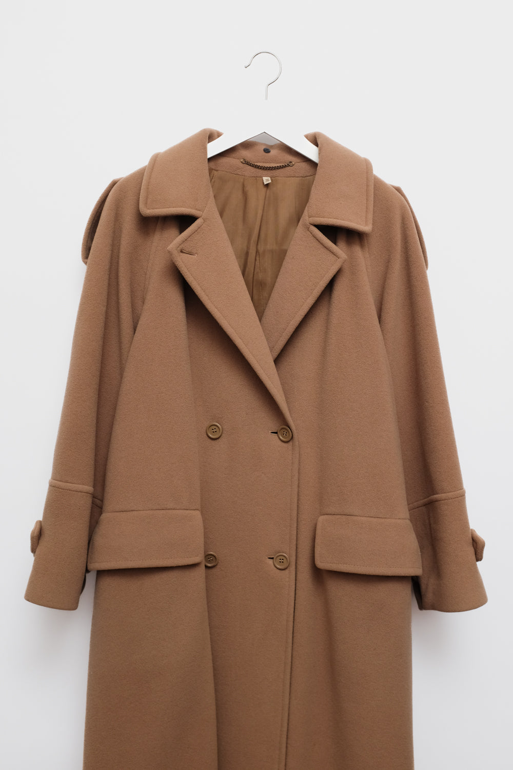 PURE WOOL CARAMEL BROWN MAXI VINTAGE COAT