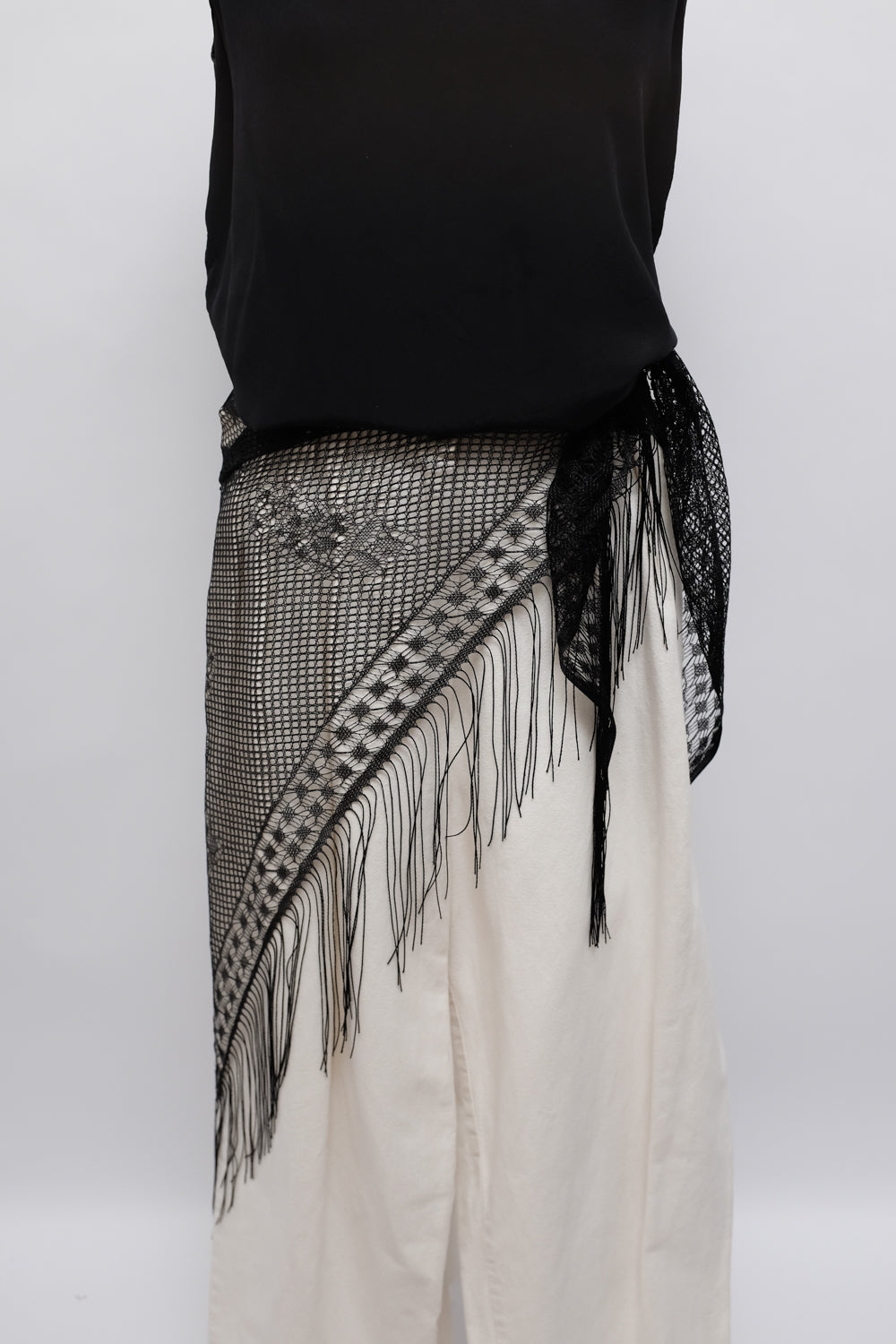 LUCID TRIANGLE BLACK LACE FLORAL SCARF
