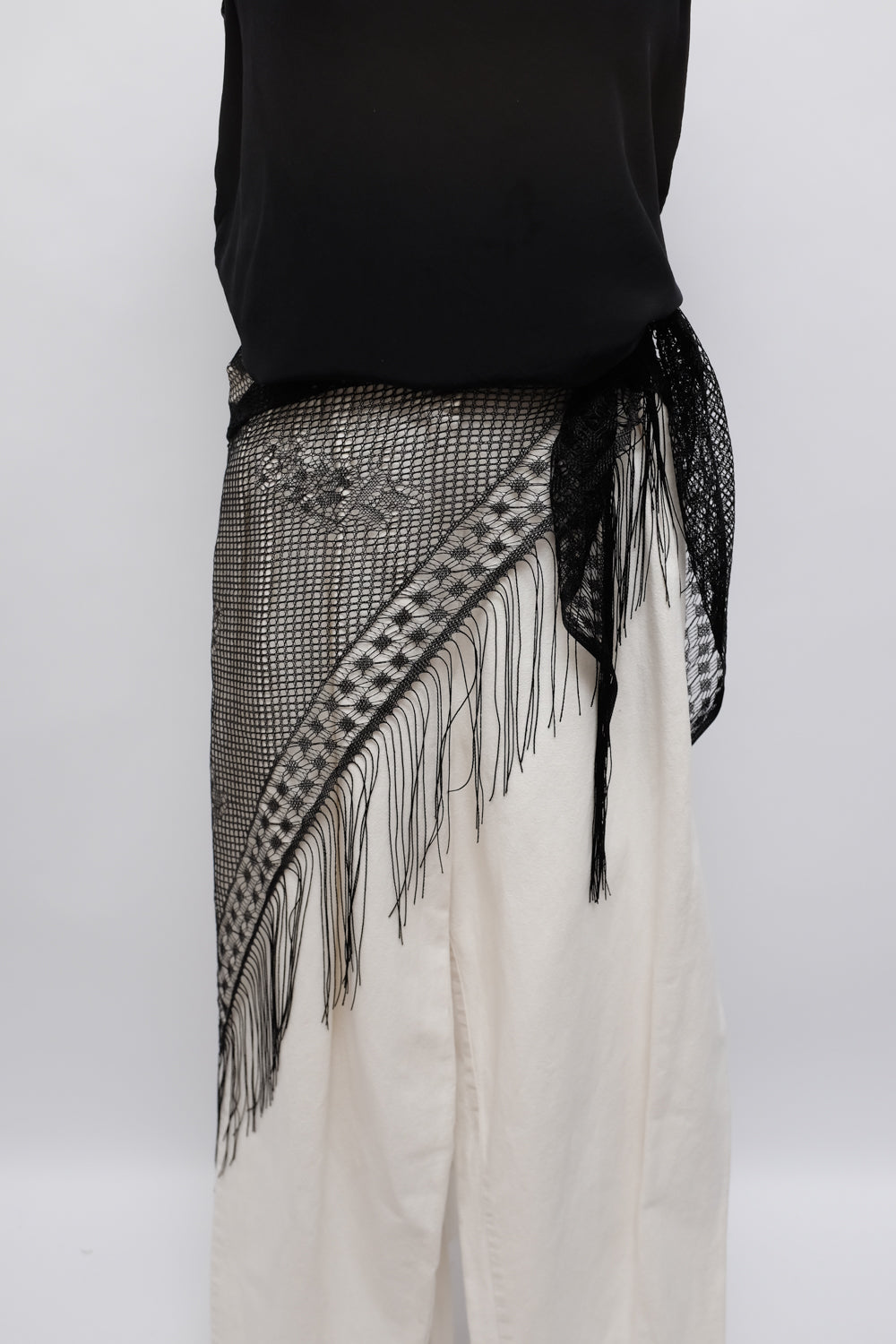 LUCID TRIANGLE BLACK LACE FLORAL SCARF