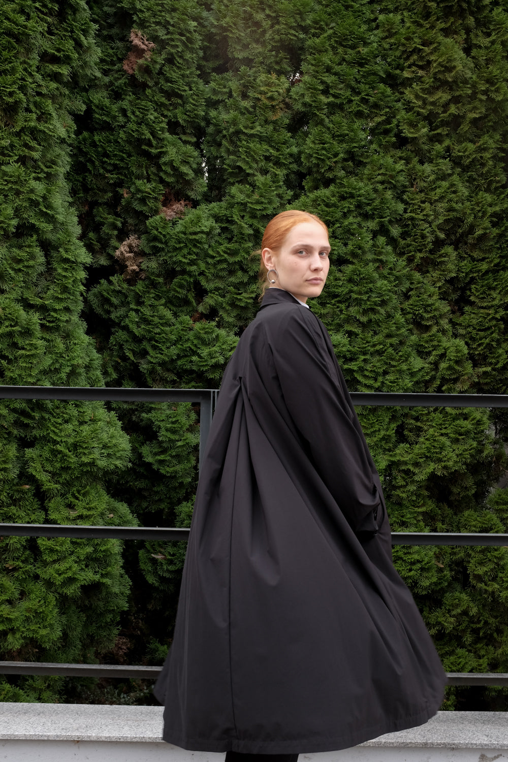 TECHNICAL BLACK RAIN TRENCH COAT