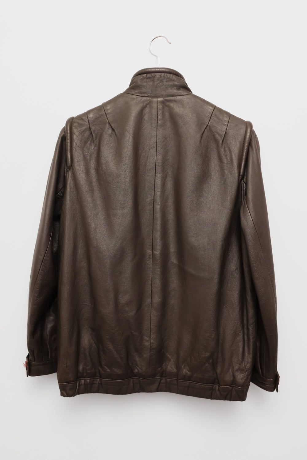 BROWN LEATHER VINTAGE BOMBER JACKET