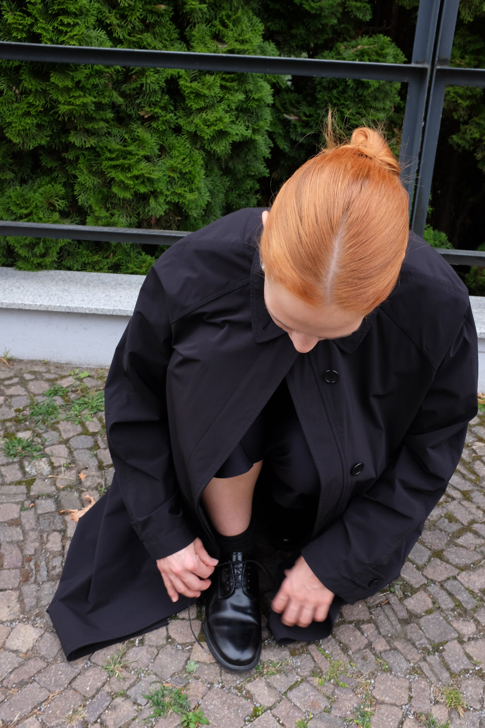 TECHNICAL BLACK RAIN TRENCH COAT
