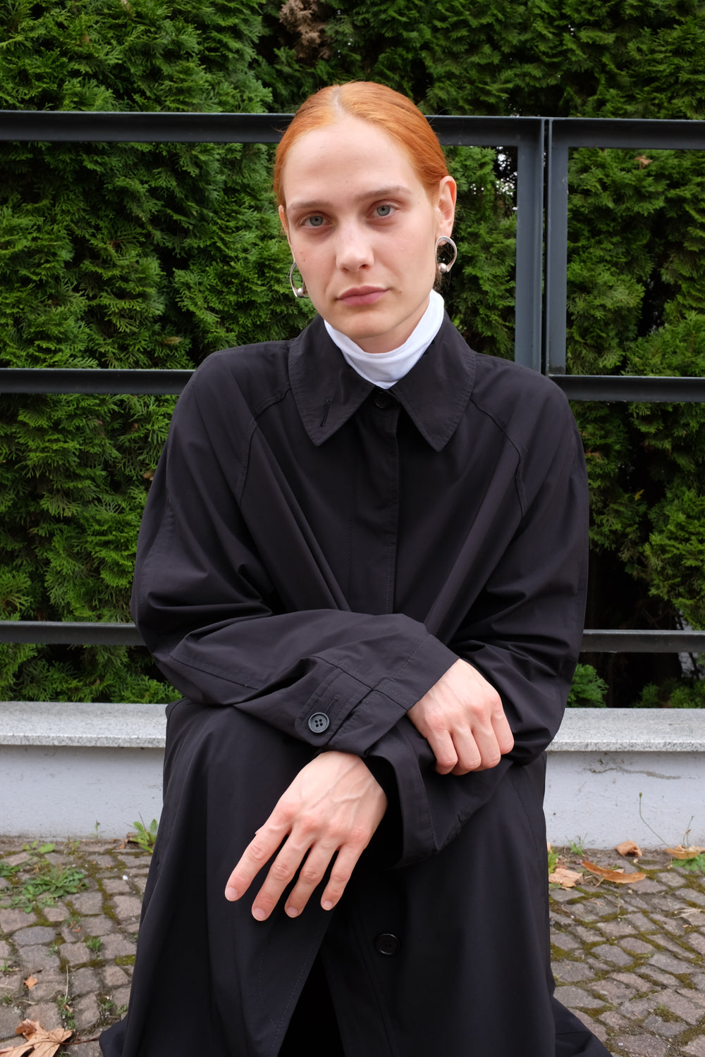 TECHNICAL BLACK RAIN TRENCH COAT