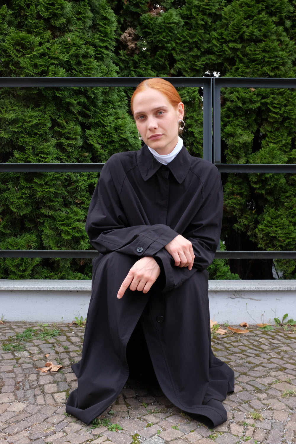TECHNICAL BLACK RAIN TRENCH COAT