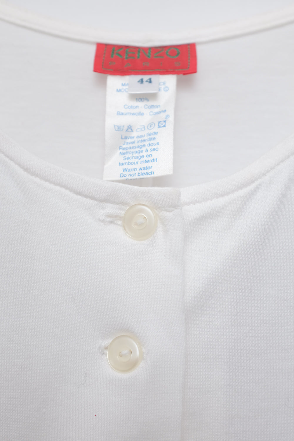 KENZO PURE COTTON WHITE LONG OPEN SIDE SHIRT