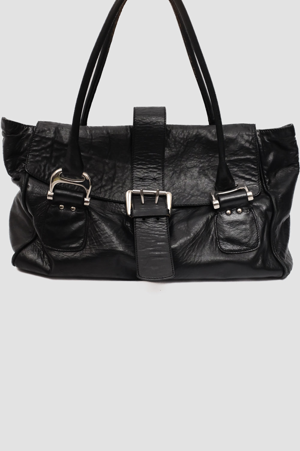 STRENESSE XXL BLACK LEATHER BAG