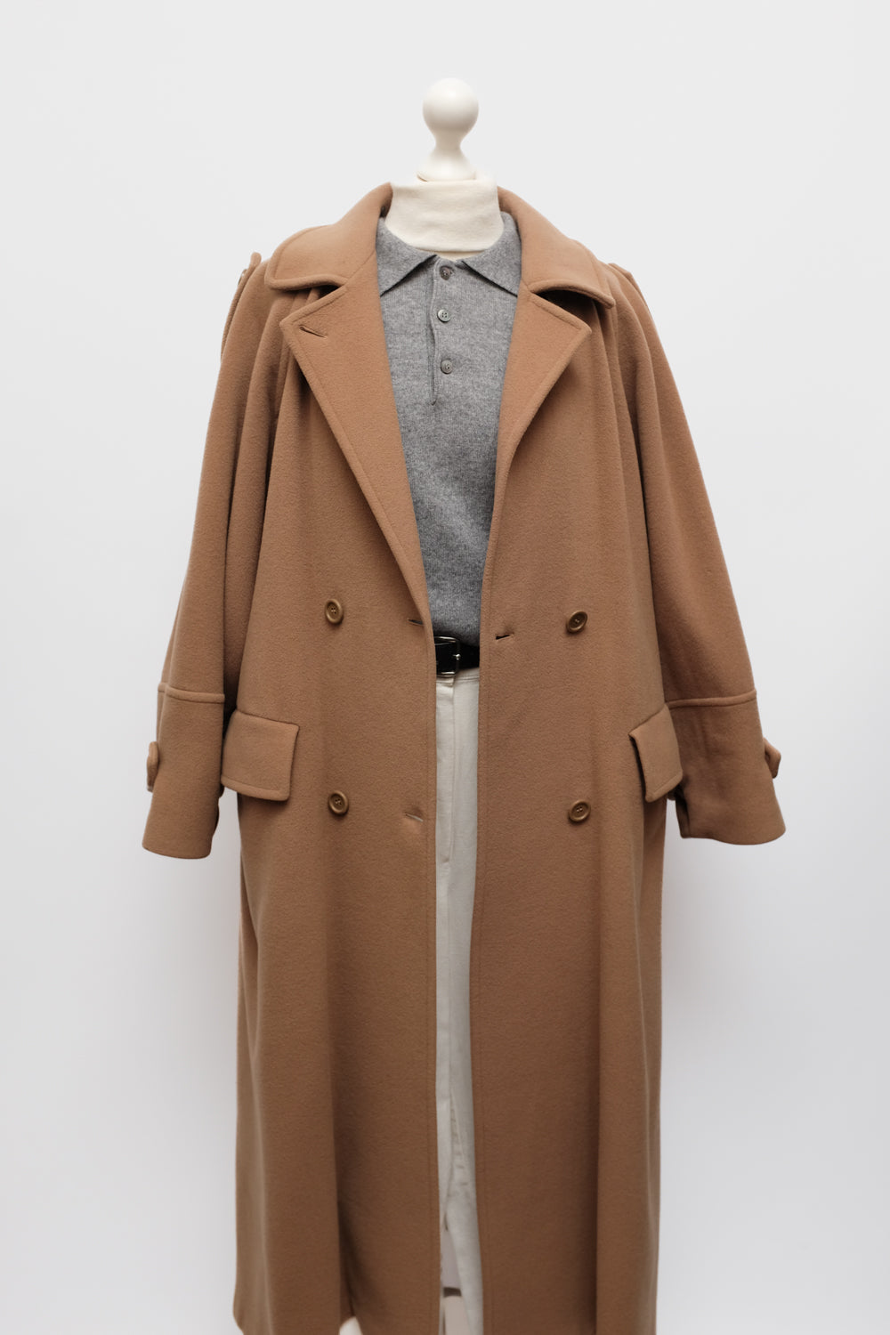 PURE WOOL CARAMEL BROWN MAXI VINTAGE COAT