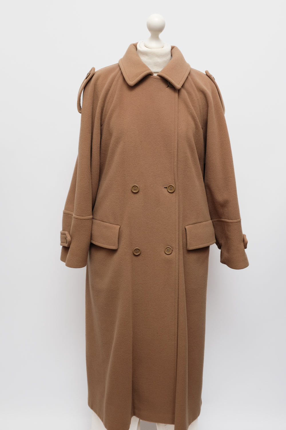 PURE WOOL CARAMEL BROWN MAXI VINTAGE COAT