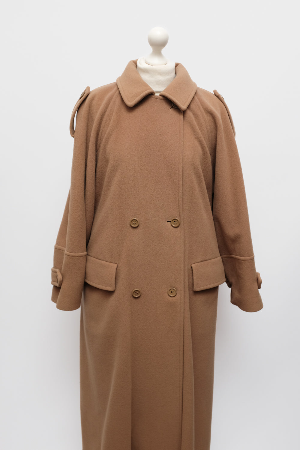 PURE WOOL CARAMEL BROWN MAXI VINTAGE COAT