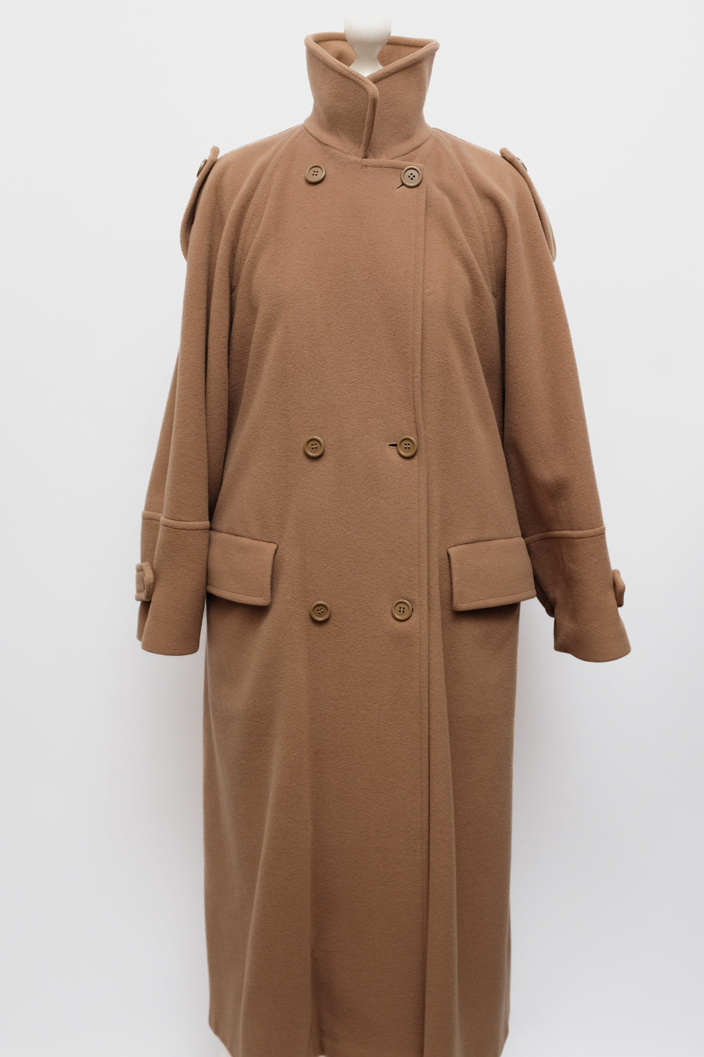 PURE WOOL CARAMEL BROWN MAXI VINTAGE COAT