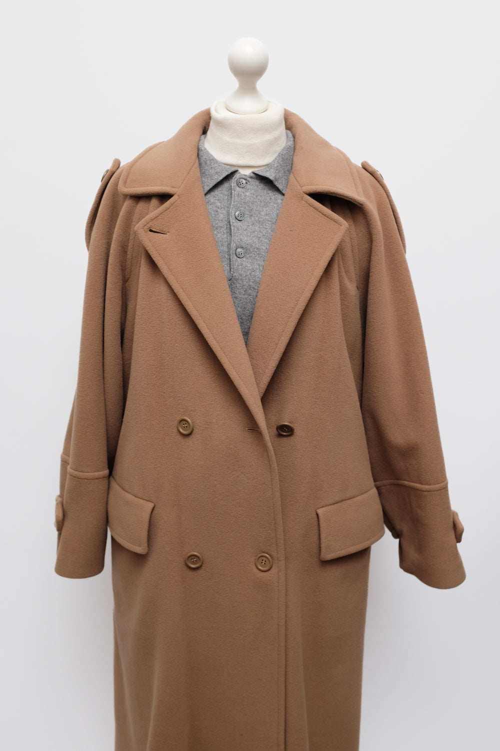 PURE WOOL CARAMEL BROWN MAXI VINTAGE COAT