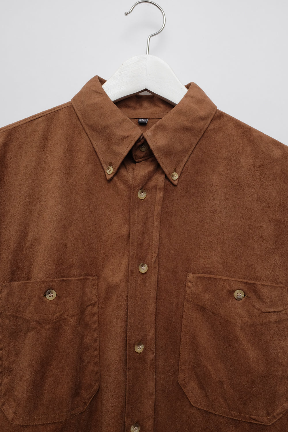 BROWN VEGAN SUEDE SHIRT JACKET
