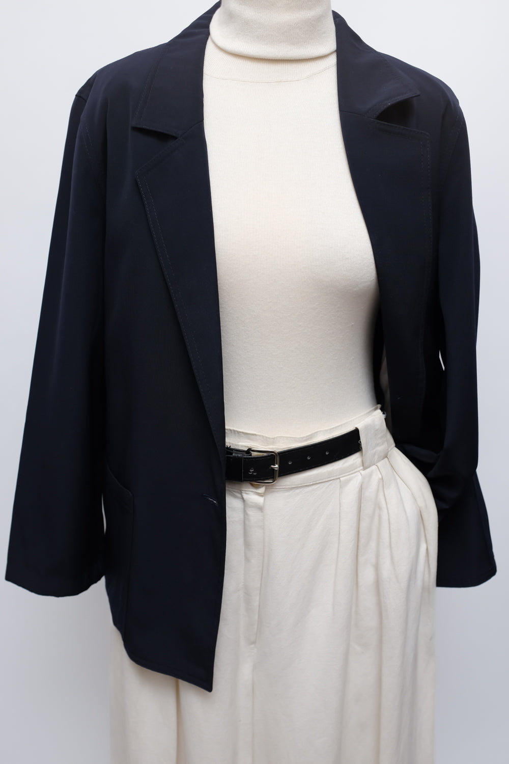 WOOL NAVY STRAIGHT VINTAGE BLAZER
