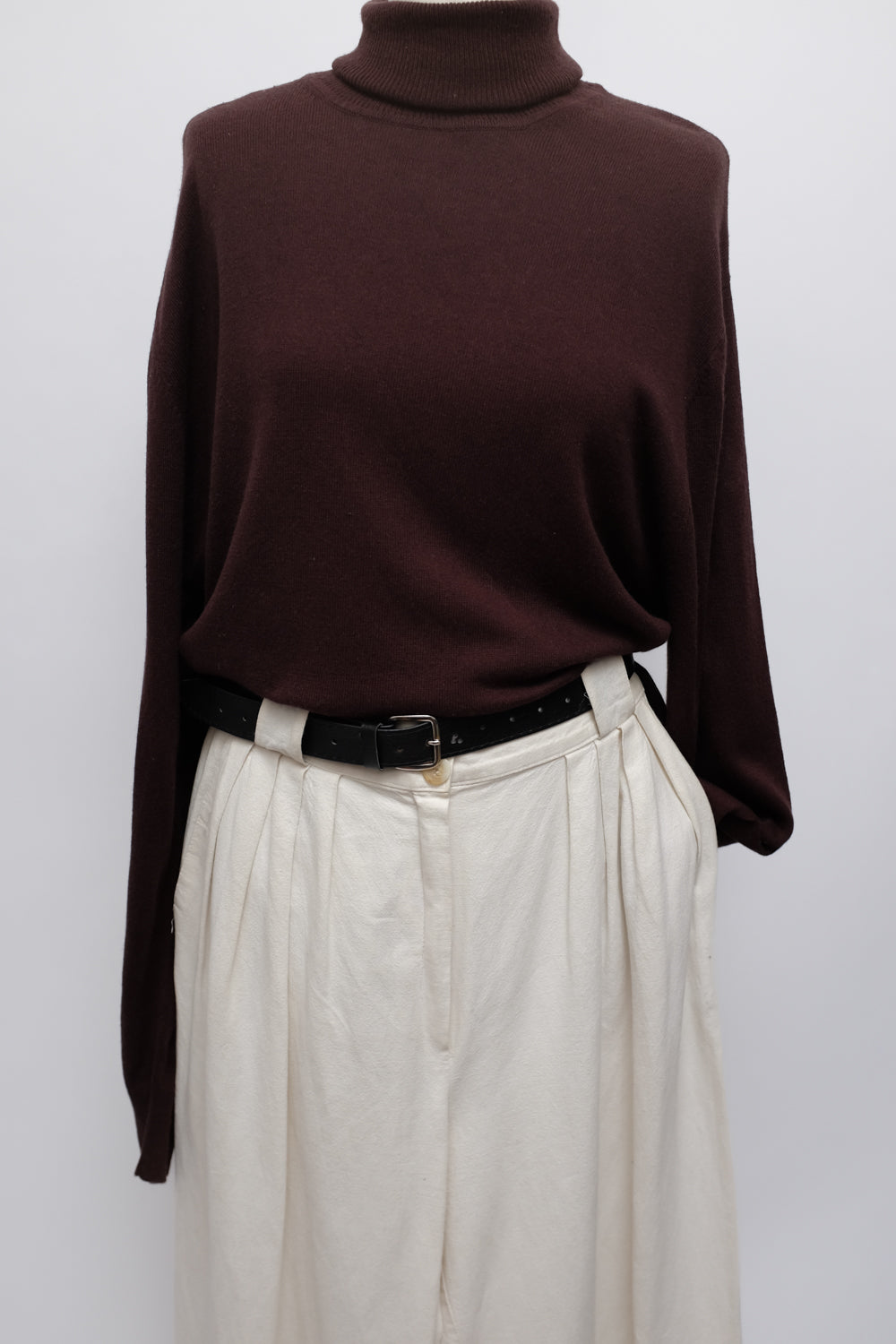 PURE CASHMERE SILK BROWN TURTLE SWEATER