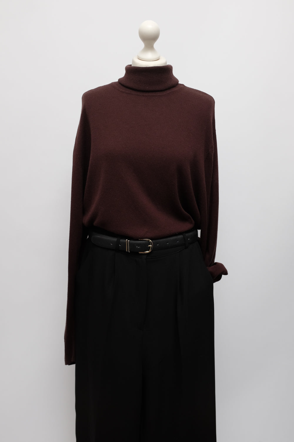 PURE CASHMERE SILK BROWN TURTLE SWEATER