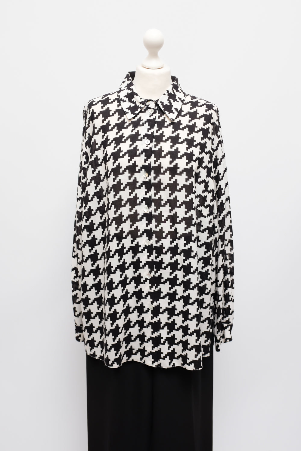 PURE WOOL VISCOSE HOUNDSTOOTH OVERSHIRT