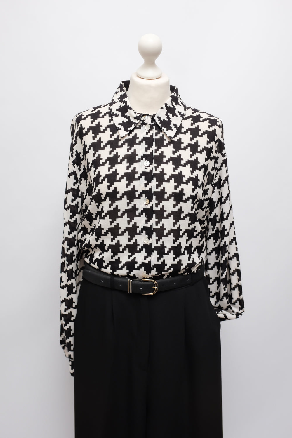 PURE WOOL VISCOSE HOUNDSTOOTH OVERSHIRT