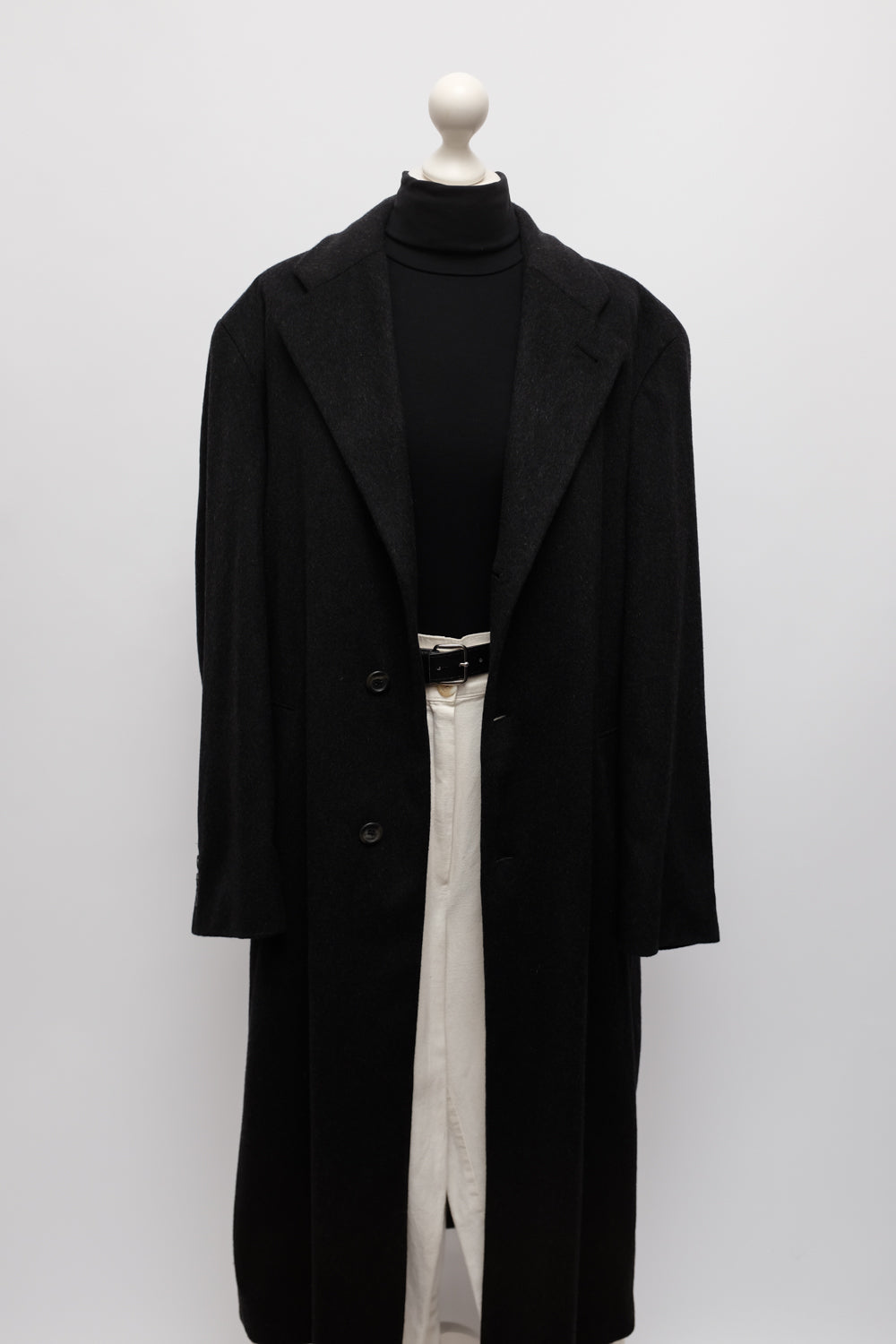 PURE CASHMERE BLACK ANTHRACITE MAXI COAT