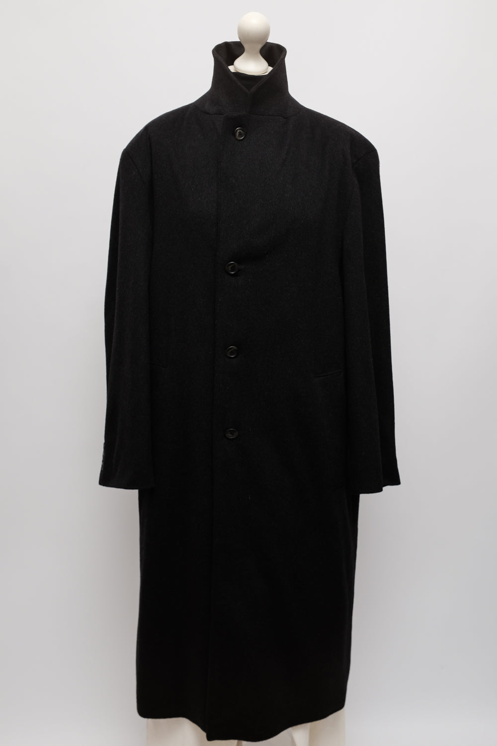 PURE CASHMERE BLACK ANTHRACITE MAXI COAT