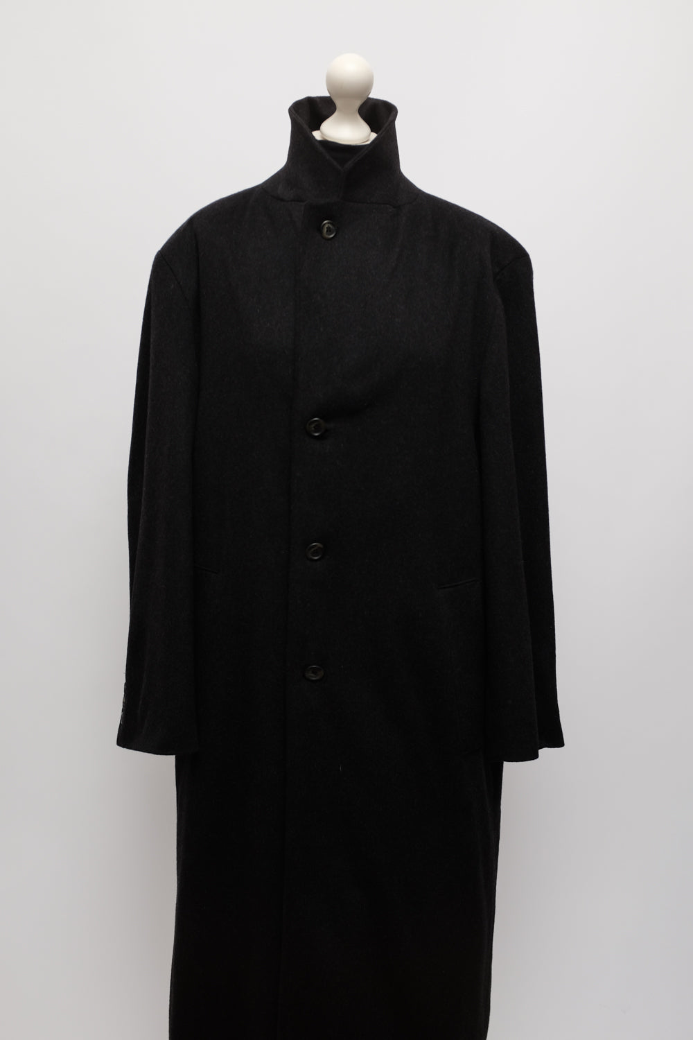 PURE CASHMERE BLACK ANTHRACITE MAXI COAT