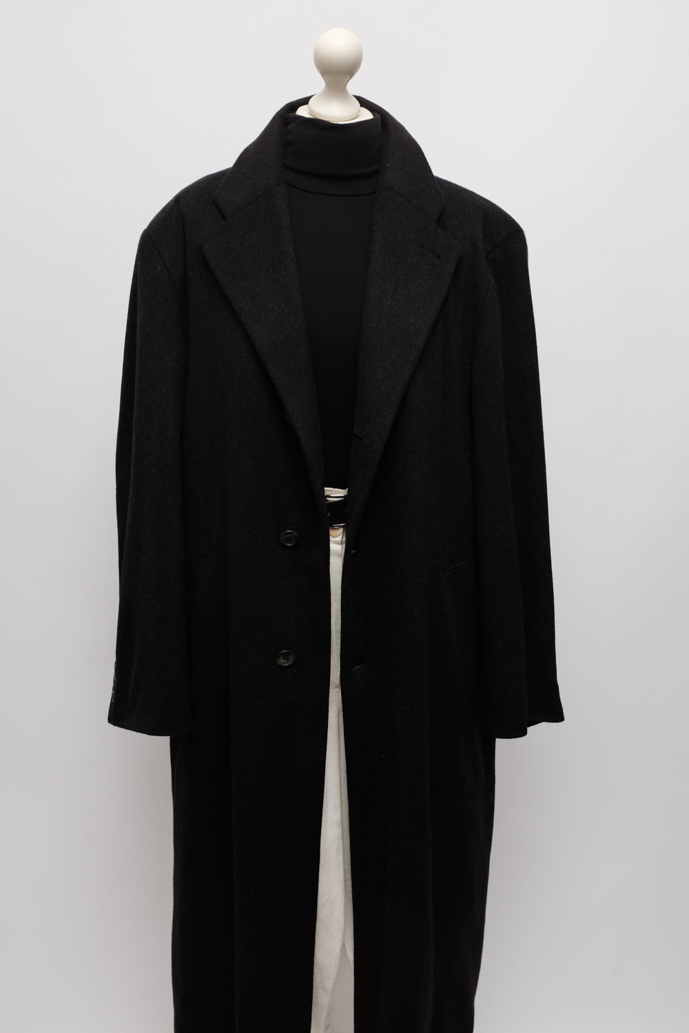 PURE CASHMERE BLACK ANTHRACITE MAXI COAT