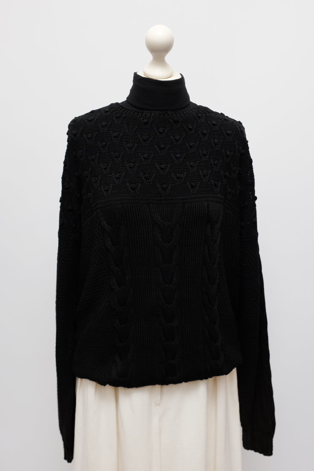 CABLE KNIT PURE SILK COTTON HANDMADE SWEATER