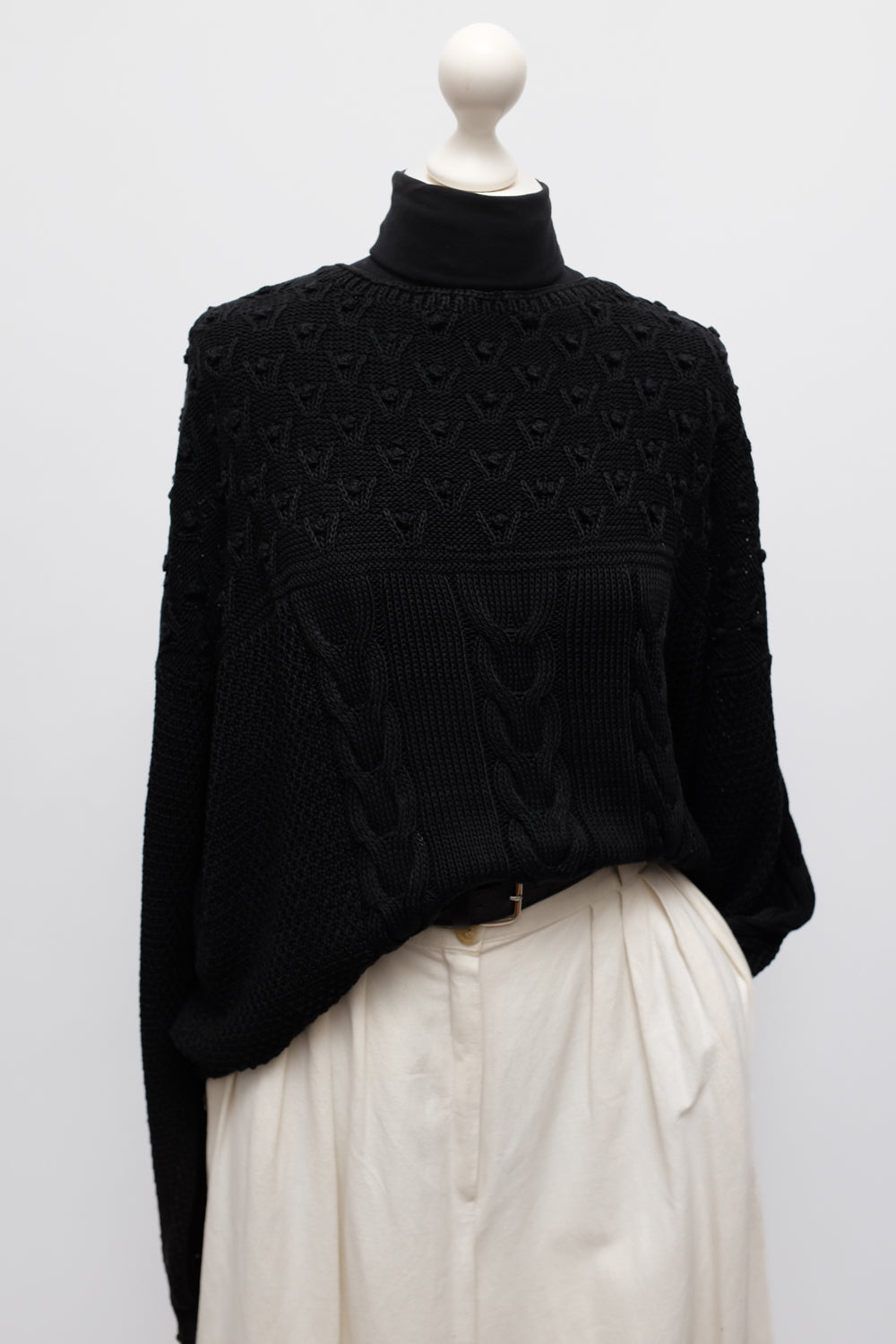 CABLE KNIT PURE SILK COTTON HANDMADE SWEATER