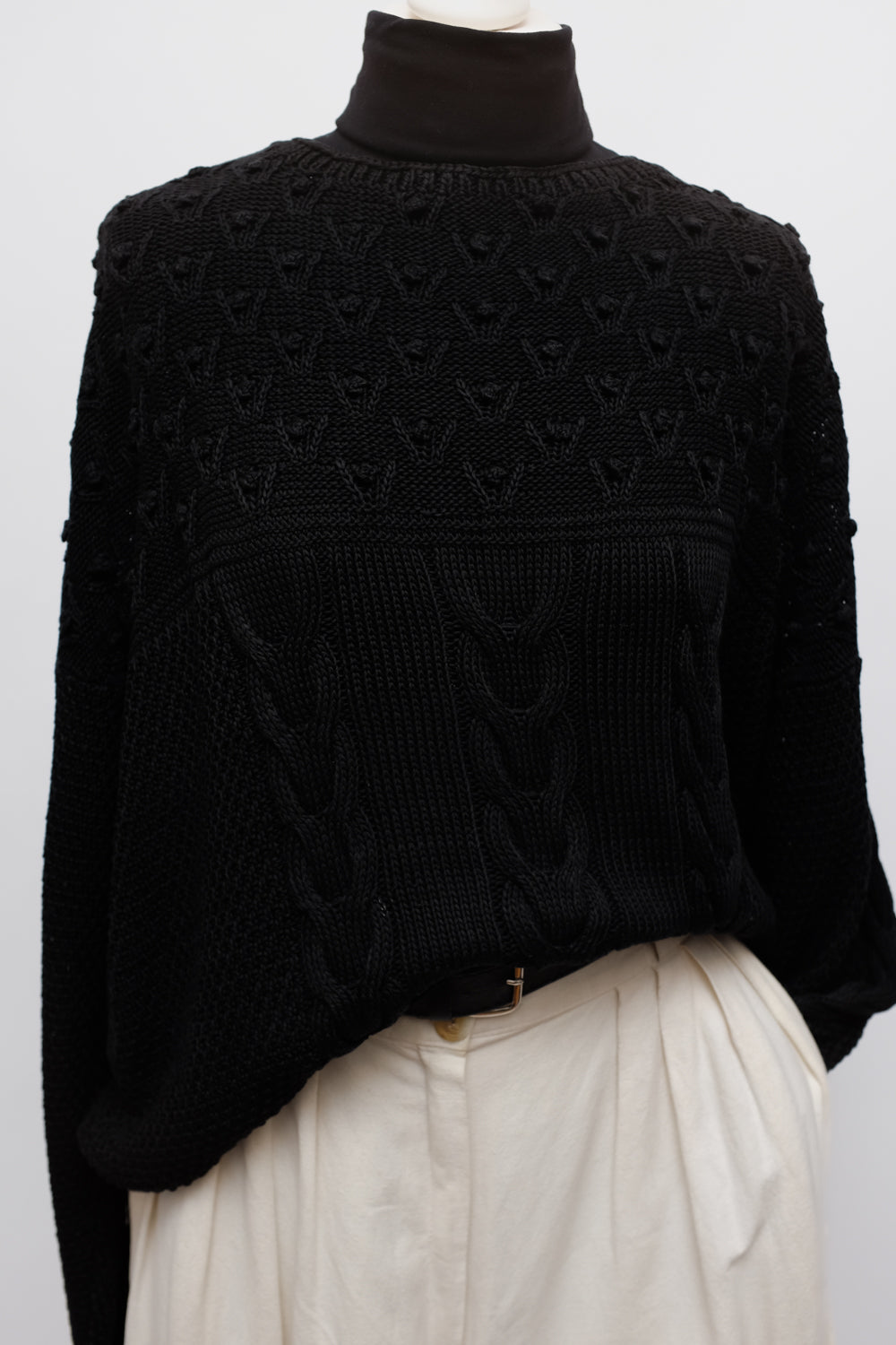 CABLE KNIT PURE SILK COTTON HANDMADE SWEATER