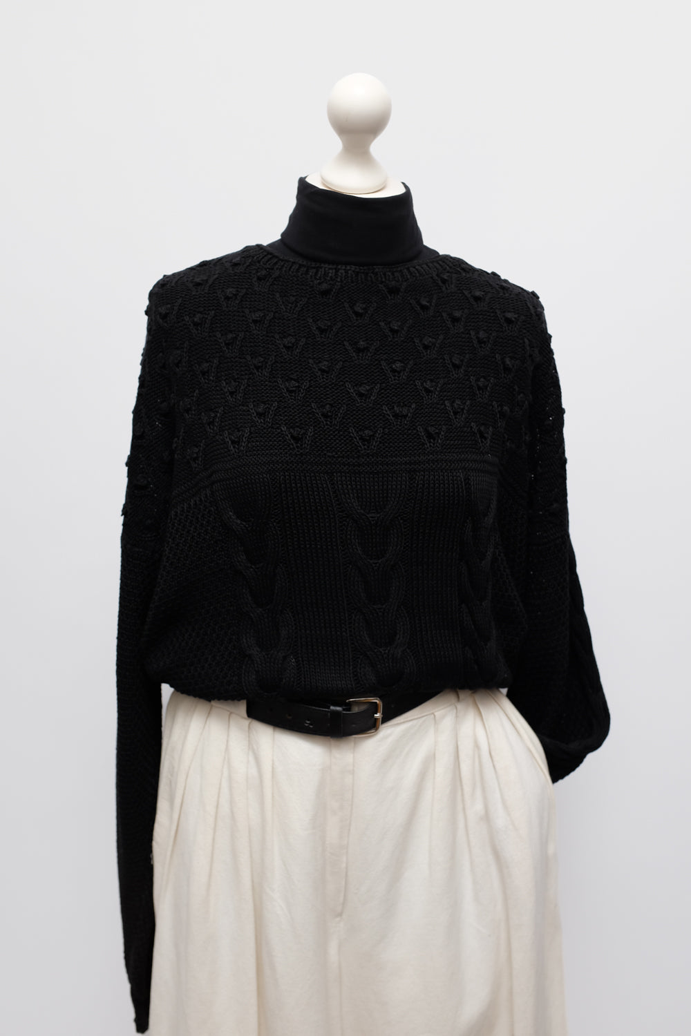 CABLE KNIT PURE SILK COTTON HANDMADE SWEATER